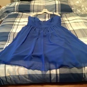 David’s Bridal horizon blue spaghetti strap dress.